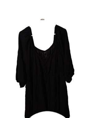 Torrid Plus Size Black Mini 3/4 Sleeve Tie Front Babydoll Dress